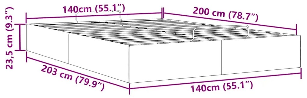 Estrutura de cama otomana sem colchão 140x200 cm tecido preto