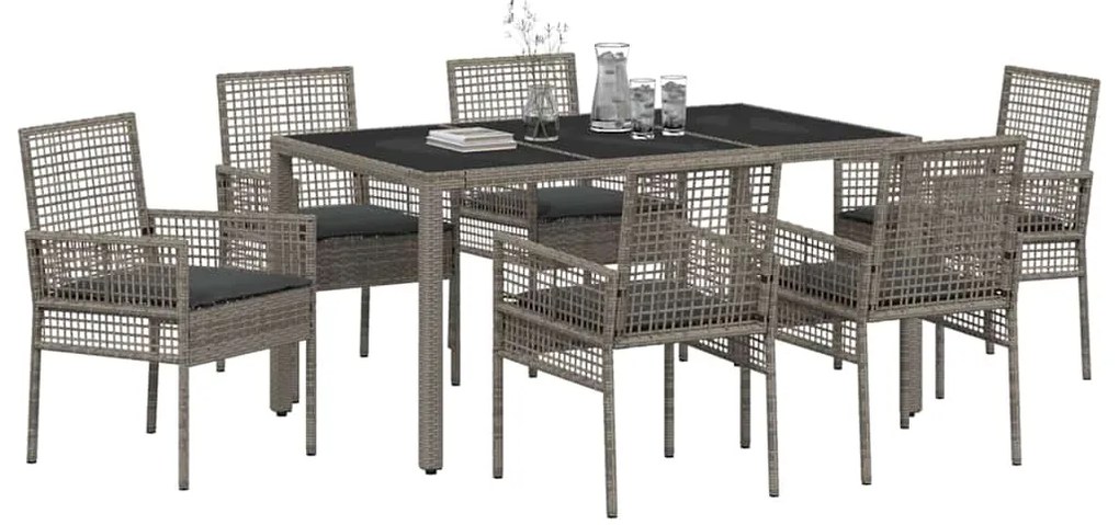 Conjunto de Jantar para Jardim 7 pcs Cinzeto 150 x 90 x 75 cm