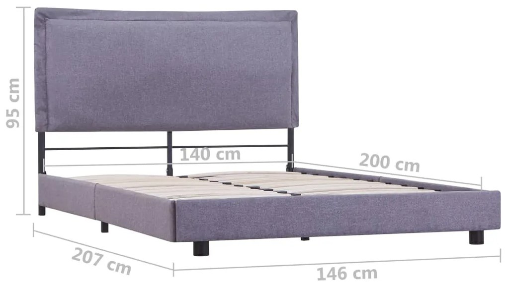Estrutura de cama 140x200 cm tecido cinzento-claro