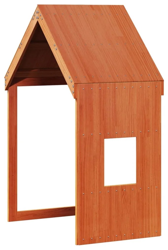 Cama alta com telhado 80x200 cm pinho maciço castanho-mel