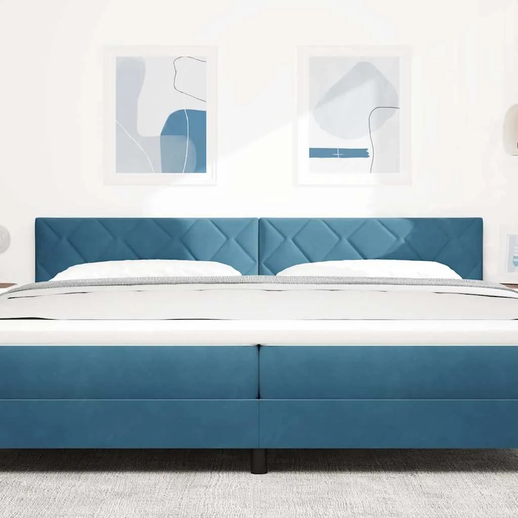 Cabeceira Estilo Diamante Azul Escuro - 200cm em Veludo