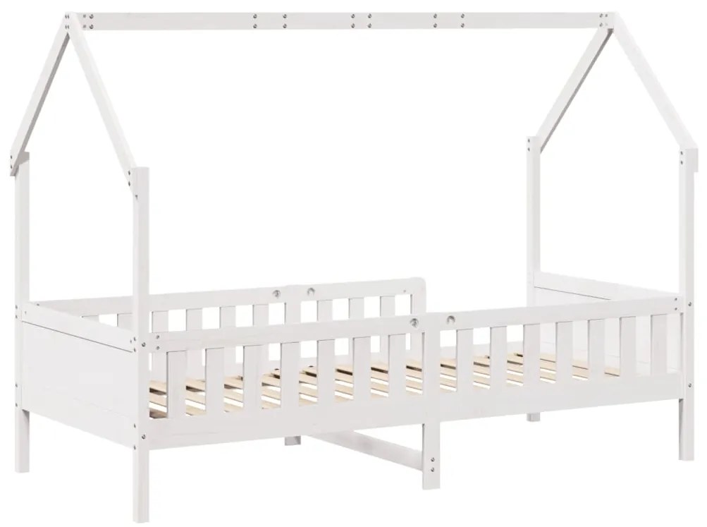 Cama infantil formato de casa 90x200 cm pinho maciço branco