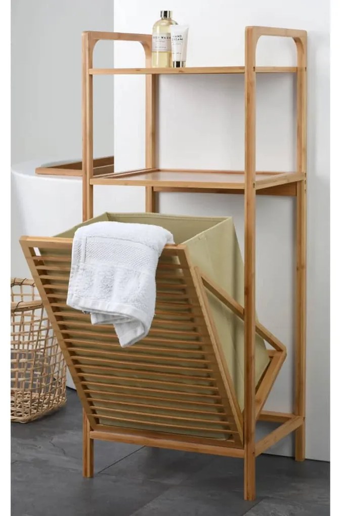 442467 Bathroom Solutions Estante arrumação 2 prateleiras + cesto 95cm bambu