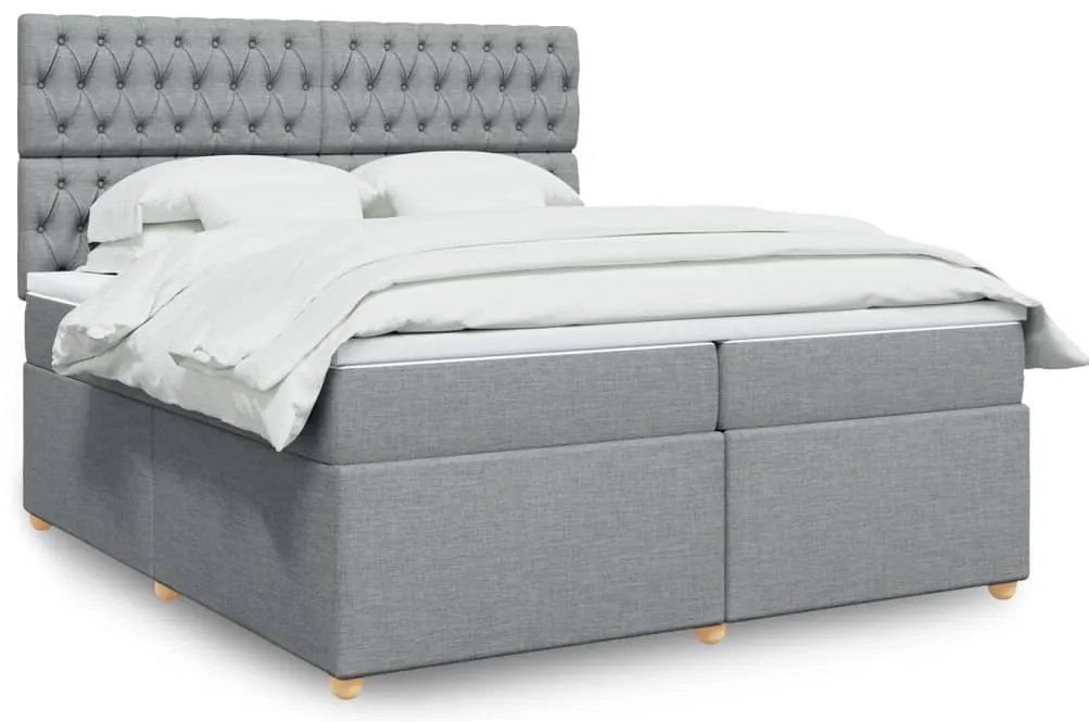 vidaXL Cama com molas/colchão 200x200 cm tecido cinza-claro