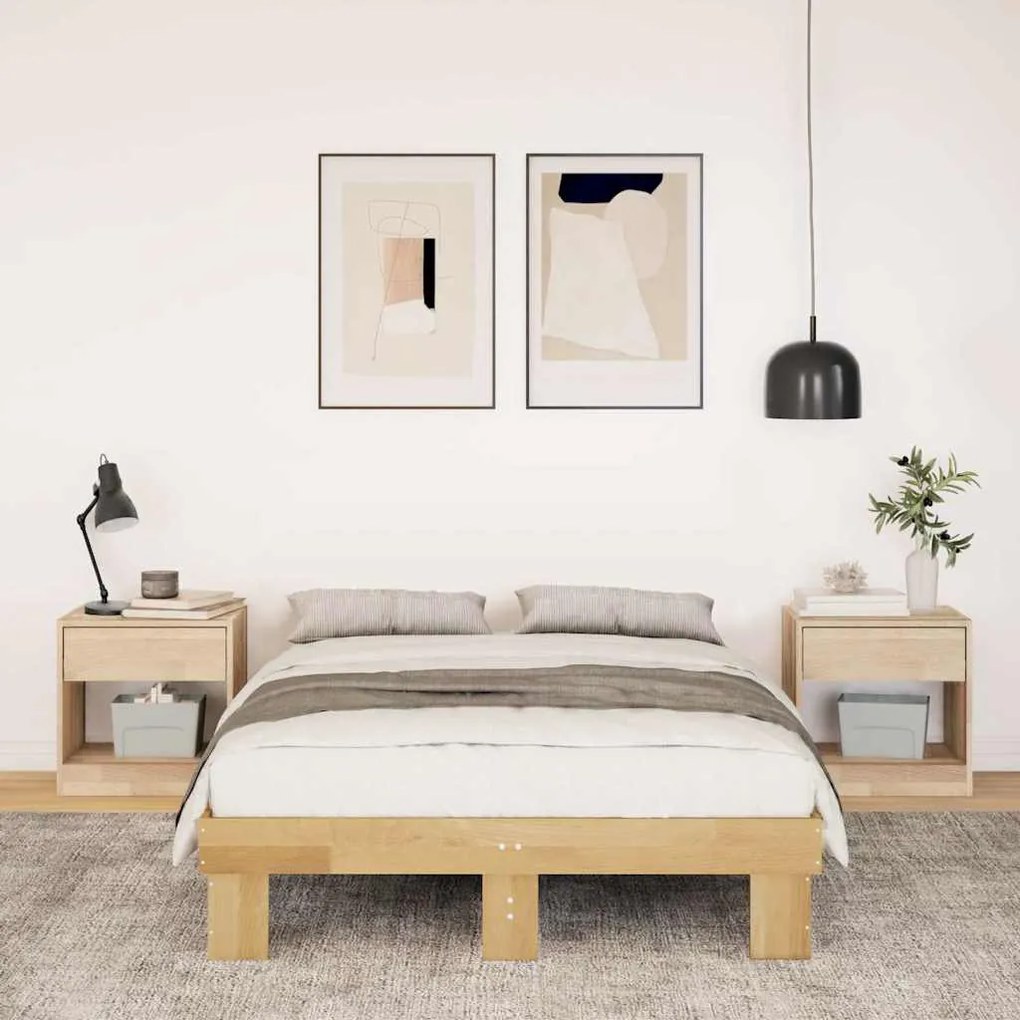 Estrutura de cama sem colchão 120x200 cm madeira de carvalho