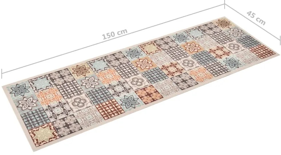 Tapete de cozinha lavável com design mosaico colorido 45x150 cm