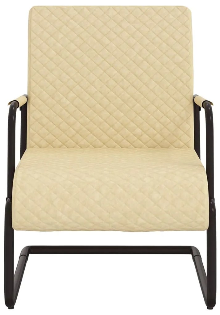 Cadeira cantilever em couro artificial cor creme