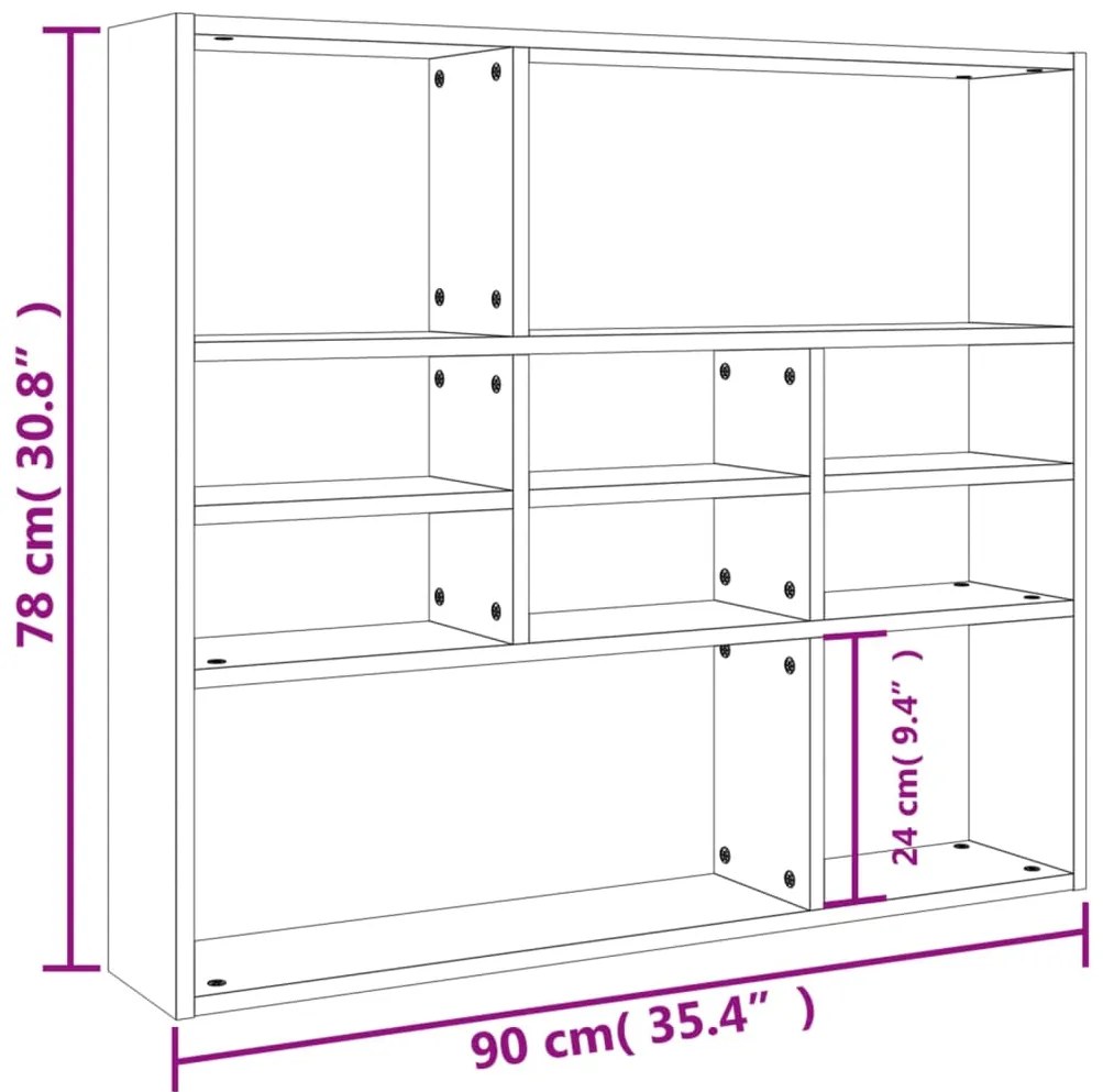 Estante de parede 90x16x78 cm contraplacado cinzento cimento