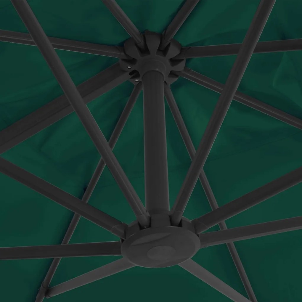 Guarda-sol cantilever com poste alumínio 300x300 cm verde