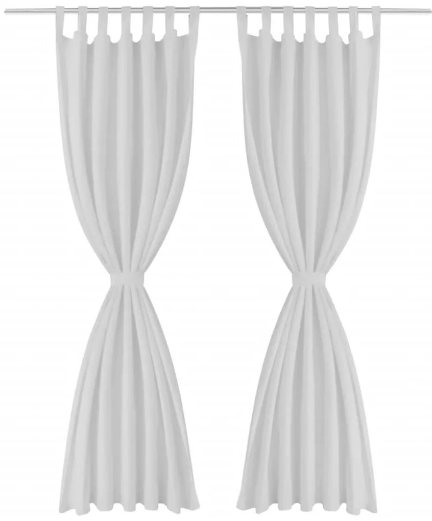 Cortinas de cetim com laços, 2 pcs, branco 140 x 225 cm