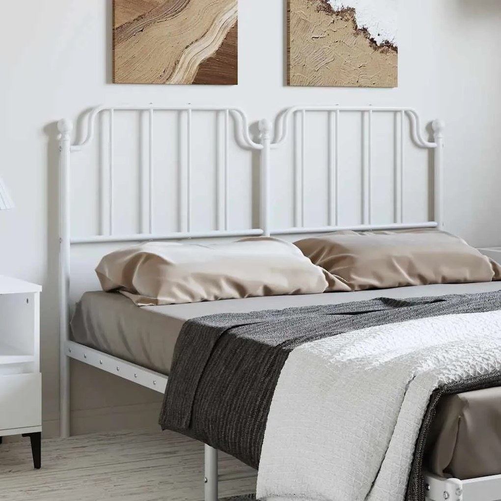 vidaXL Cabeceira de cama 135 cm metal branco