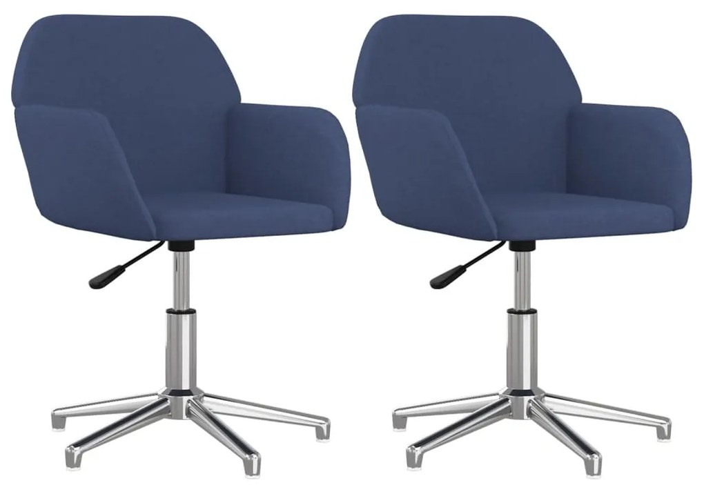 Cadeiras de jantar giratórias 2 pcs tecido azul