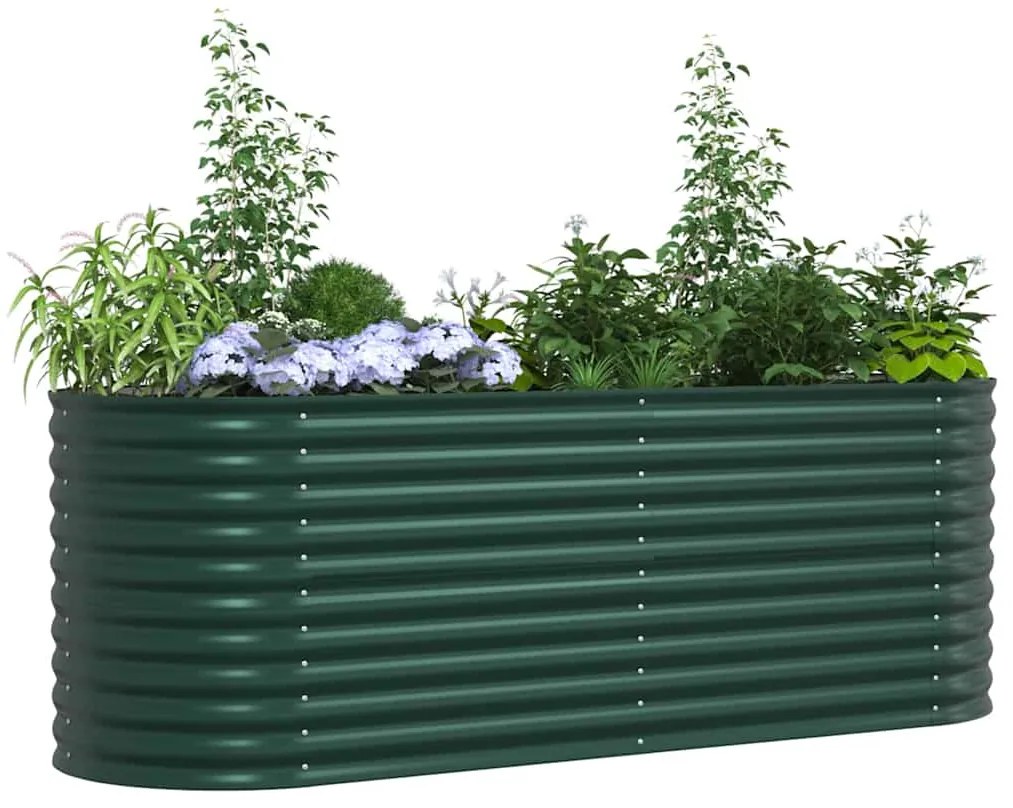 Canteiro Elevado vidaXL Verde 240x80x81 cm Aço Galvanizado