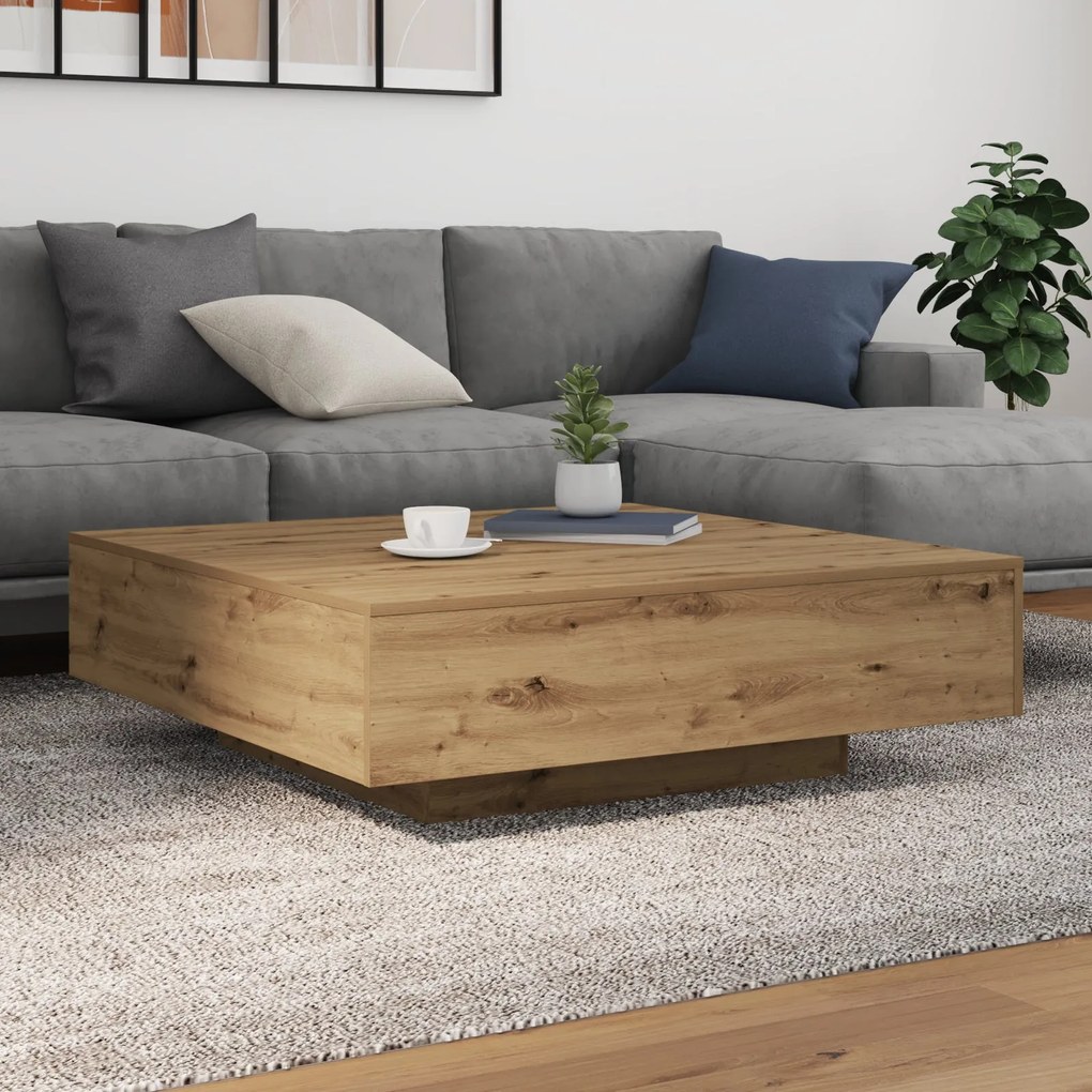 Mesa de Café com Luzes LED Carvalho Artisan 100x100x31 cm