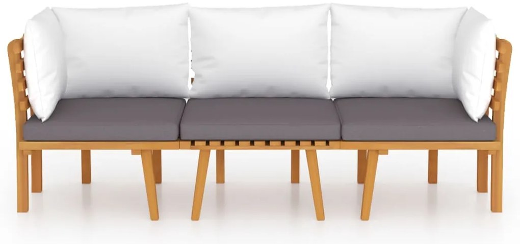 3 pcs conjunto lounge de jardim com almofadões acácia maciça