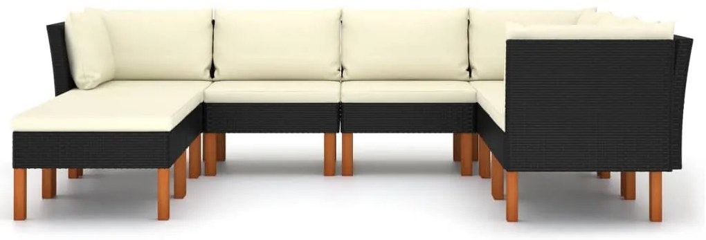 8 pcs conjunto lounge de jardim c/ almofadões vime PE preto