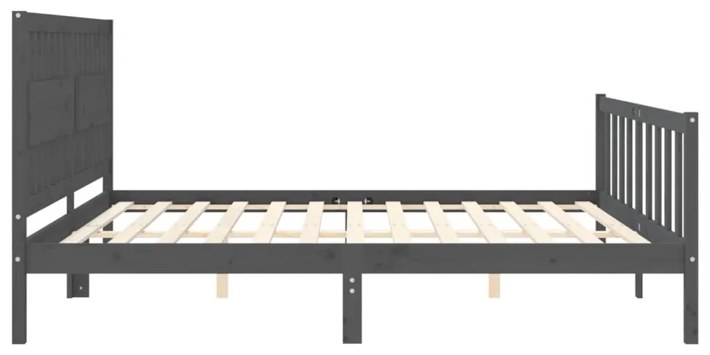 Estrutura de cama com cabeceira 200x200 cm madeira maciça cinza