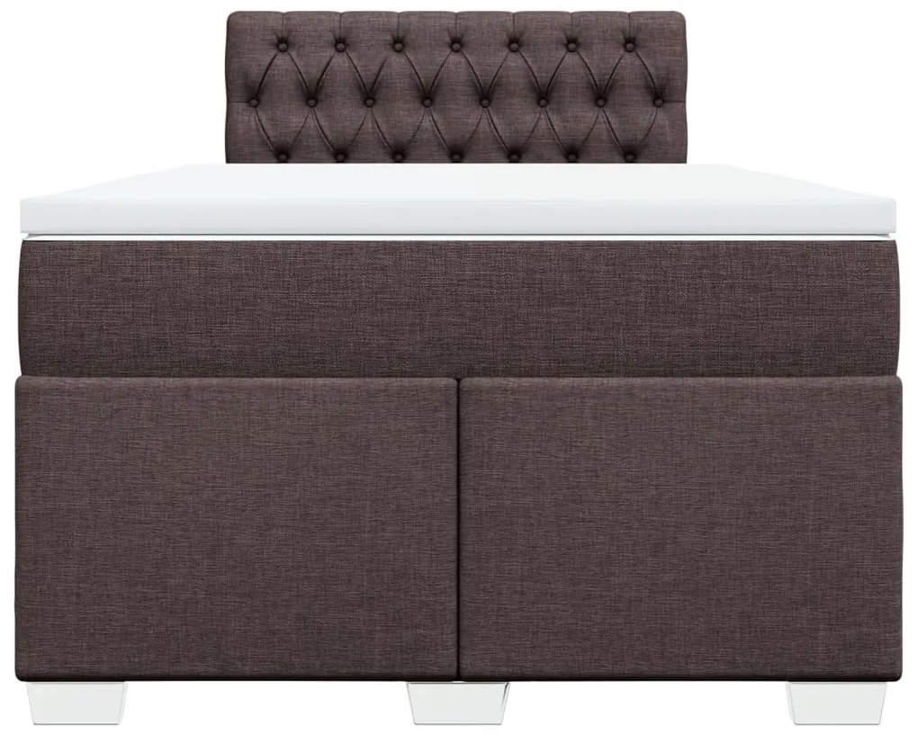 Cama boxspring com colchão 120x190 cm tecido castanho-escuro