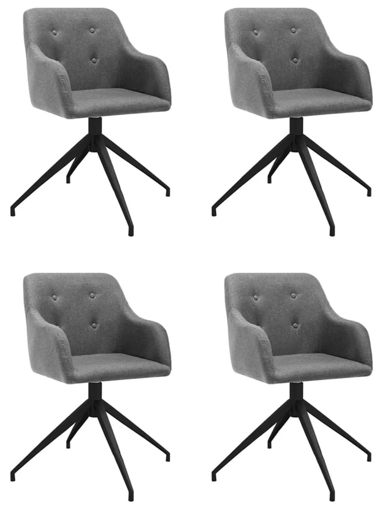 vidaXL Cadeiras de jantar giratórias 4 pcs tecido cinzento-claro