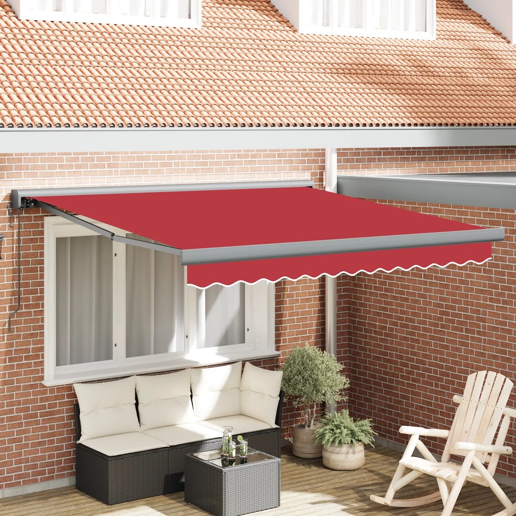 Toldo Retrátil Automático Vermelho 350x250 cm vidaXL