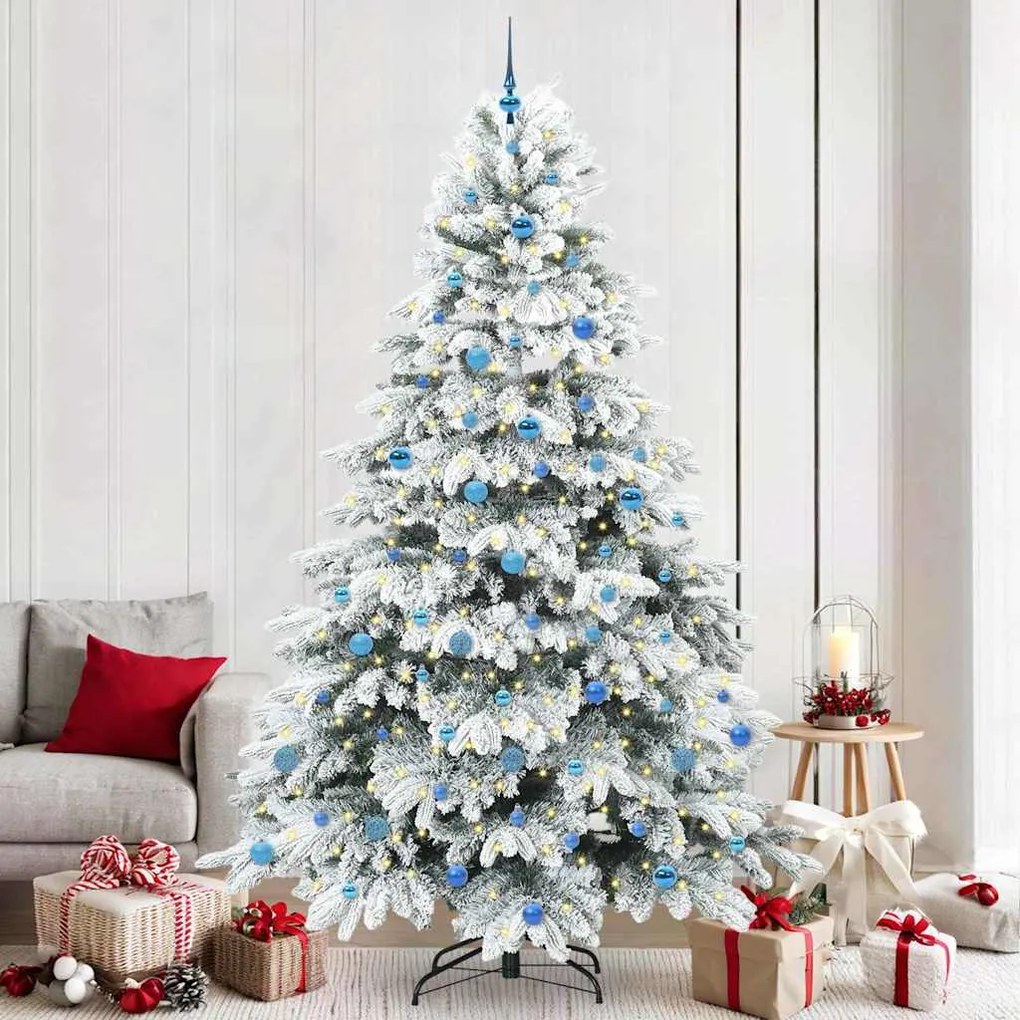 vidaXL Árvore de Natal Artificial com 300 LEDs Branco 240 cm PE e PVC
