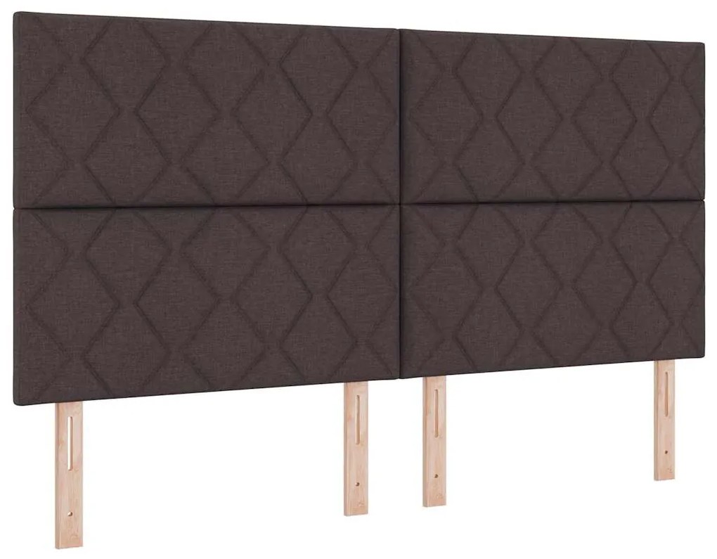 Cama com Estrado e Colchão Marrom Escuro 180x200 cm em Tecido