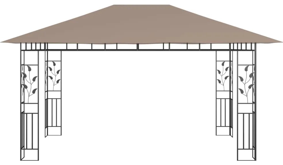 Gazebo c/ mosquiteiro e cordões luzes LED 4x3x2,73m cinza-acas.
