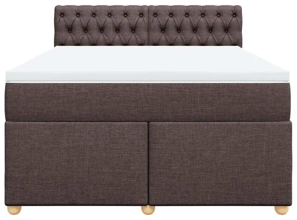 Cama com molas/colchão 160x200 cm tecido castanho-escuro