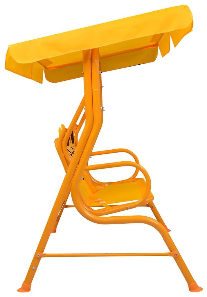 Banco de baloiço para crianças 115x75x110 cm tecido amarelo