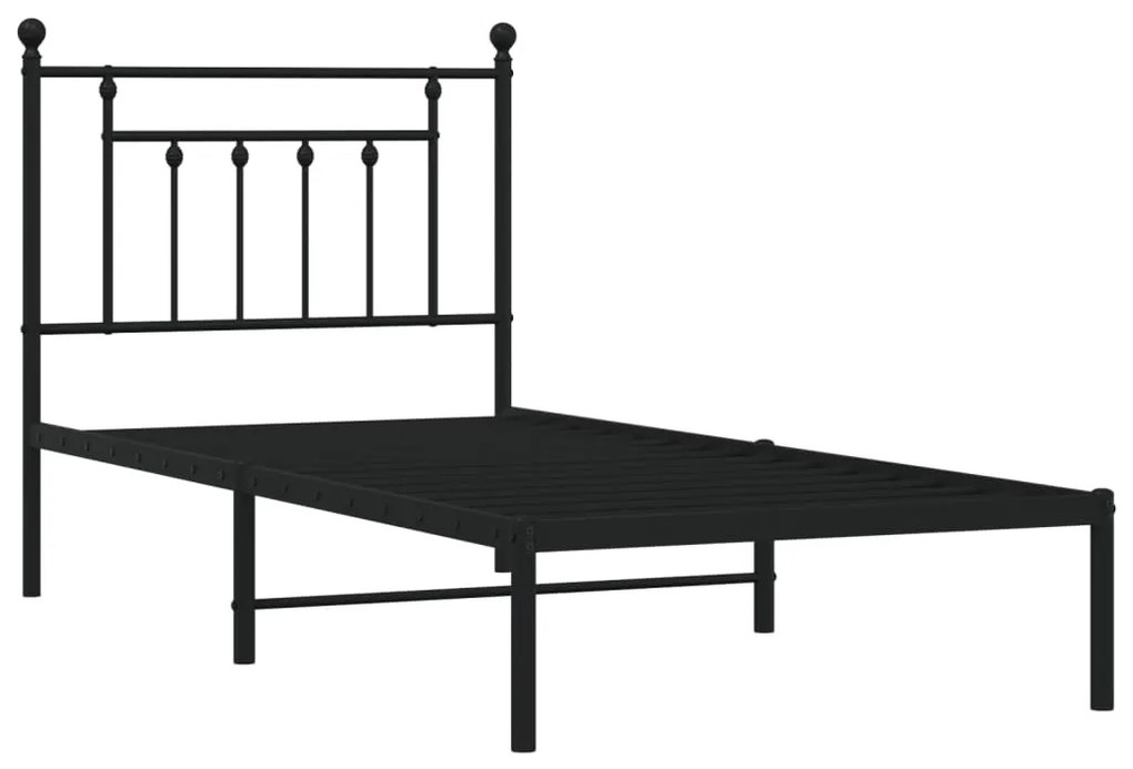 Estrutura de cama com cabeceira 90x200 cm metal preto