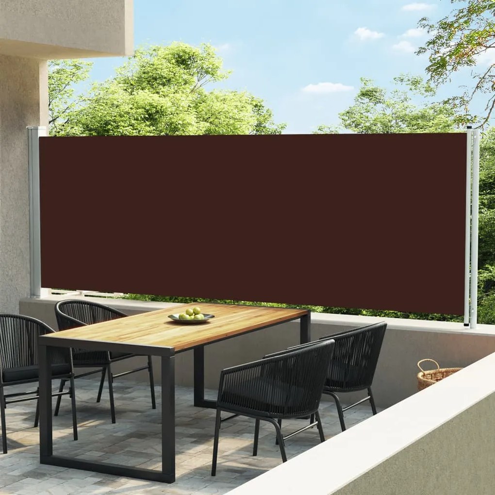 vidaXL Toldo lateral retrátil para pátio 600x160 cm castanho