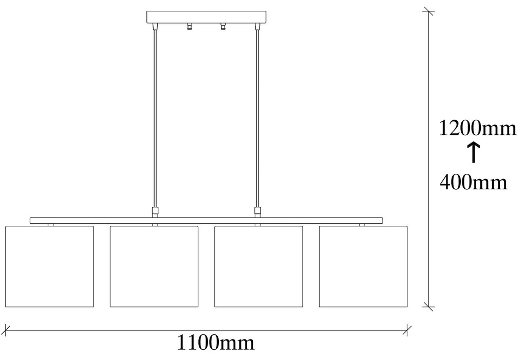 Candeeiro de Teto Valiz – Preto – 110 x 25 cm