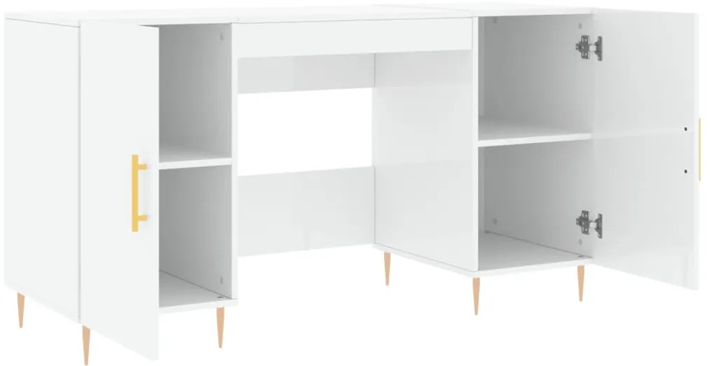 Secretária 140x50x75 cm derivados de madeira branco brilhante