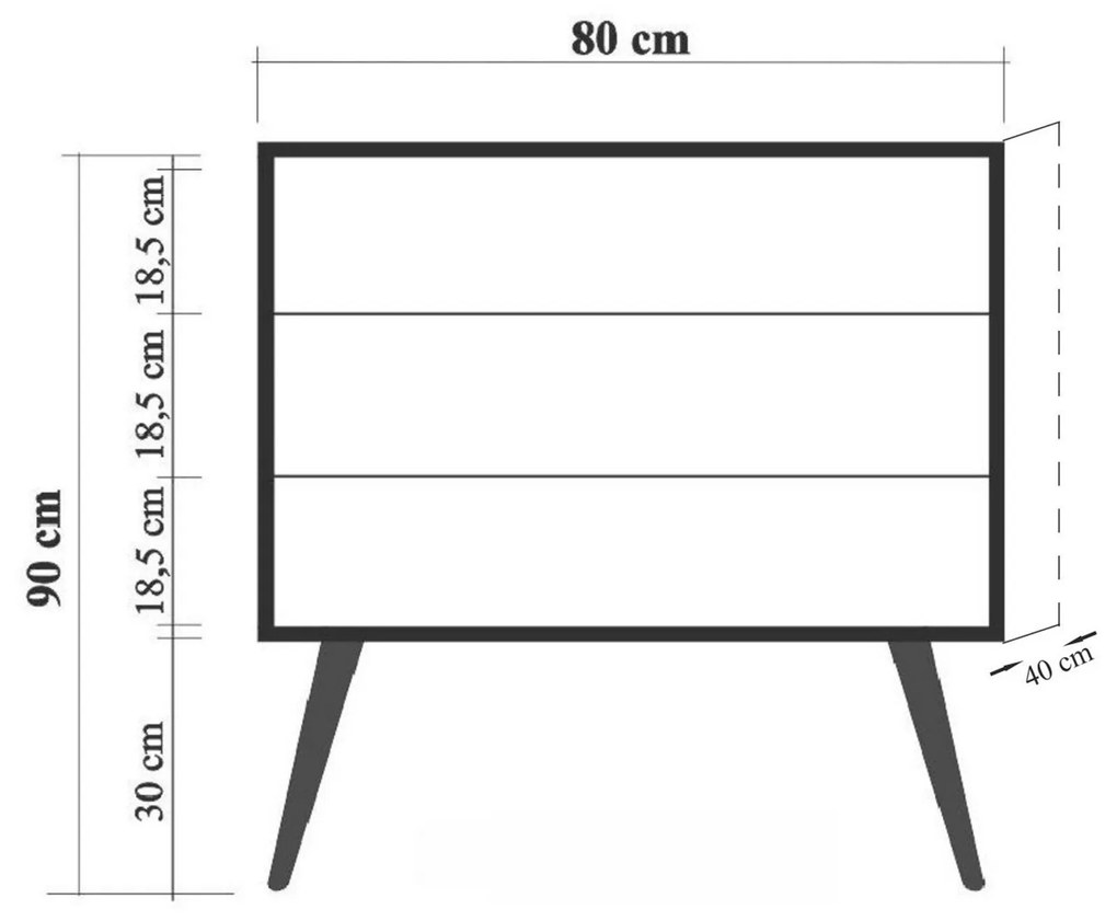 Mesa de Cabeceira City Trio Tulip – Carvalho Sonoma – 80x89x40 cm