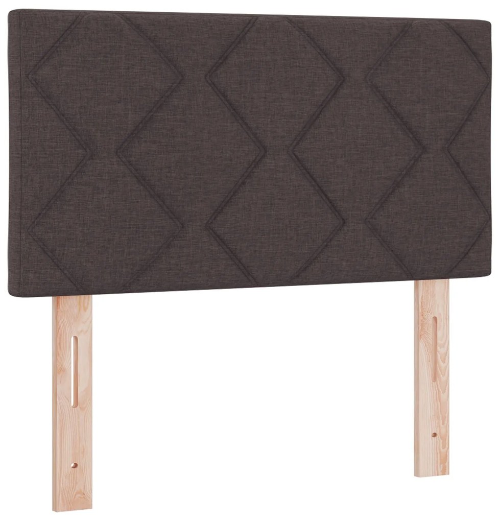 Cama Box Spring com Colchão e LED Castanha Escura 120x190 cm Tecido