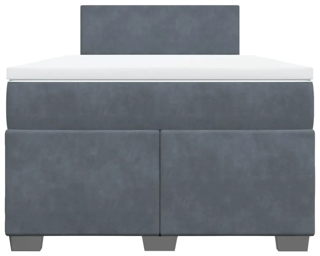 Cama boxspring com colchão 120x200 cm veludo cinzento-escuro