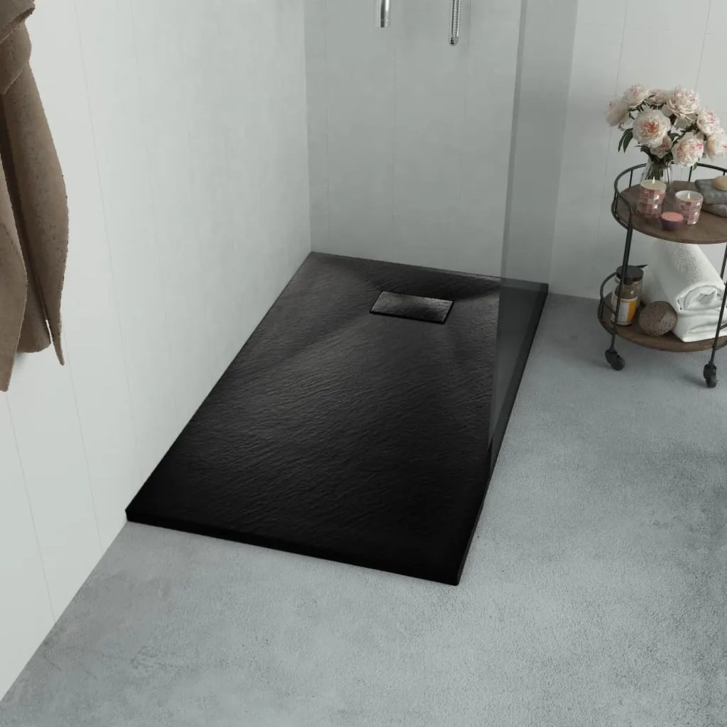 144777 vidaXL Base de chuveiro SMC 90x70 cm preto