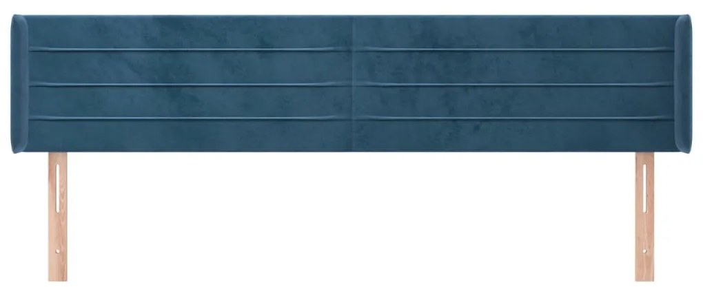 Cabeceira de cama c/ abas veludo 203x16x78/88cm azul-escuro