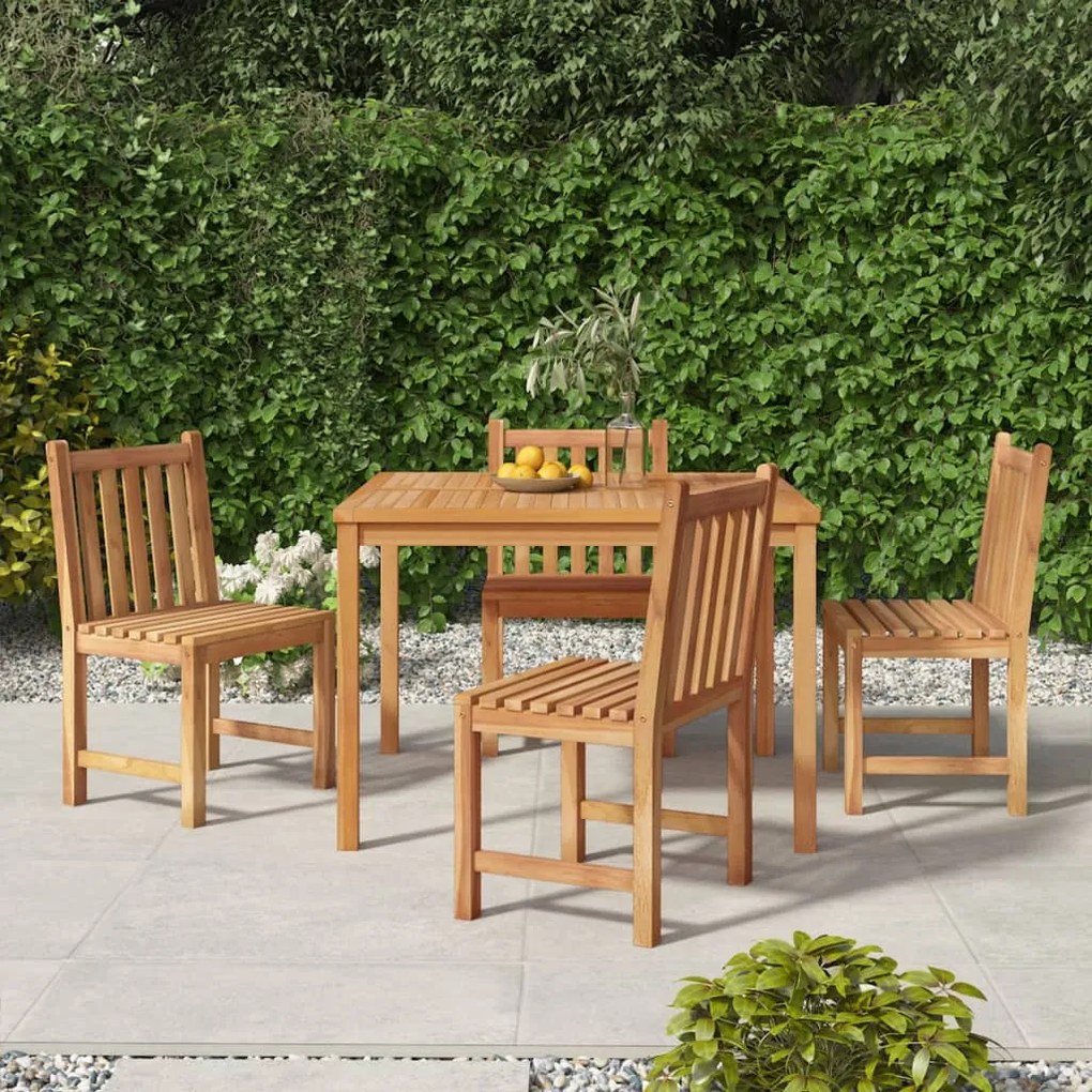 vidaXL 5 pcs conjunto de jantar p/ jardim madeira de teca maciça