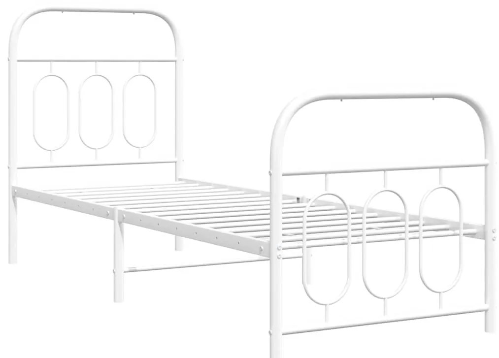 Estrutura de cama com cabeceira e pés 75x190 cm metal branco