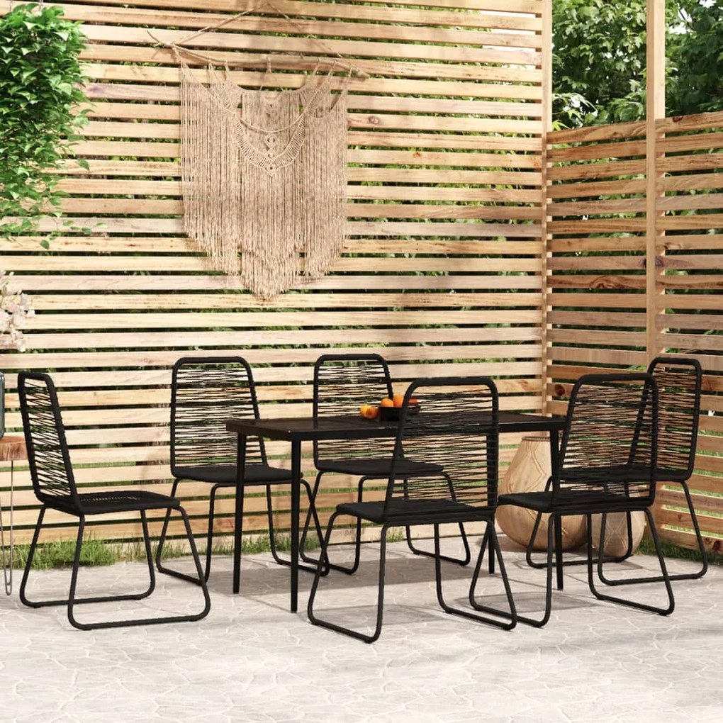 vidaXL 7 pcs conjunto de jantar para jardim preto