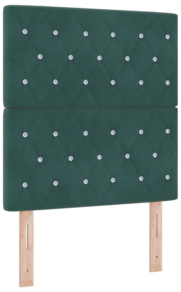 Cama Box Spring com Colchão Verde Escuro 80x200 cm Veludo