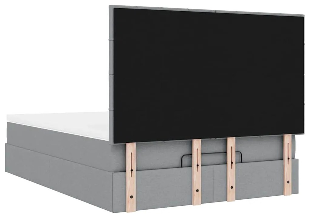 Estrutura de cama otomana com colchão 140x190 cm cinzento claro