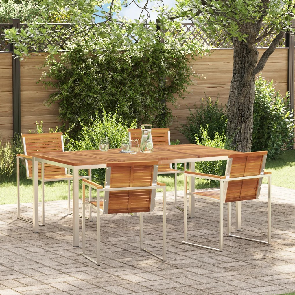 Conjunto de Jantar de Jardim da vidaXL 5 Peças em Madeira de Acácia