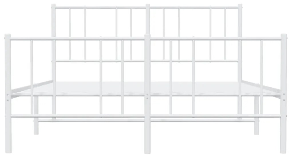 Estrutura de cama com cabeceira e pés 140x190 cm metal branco