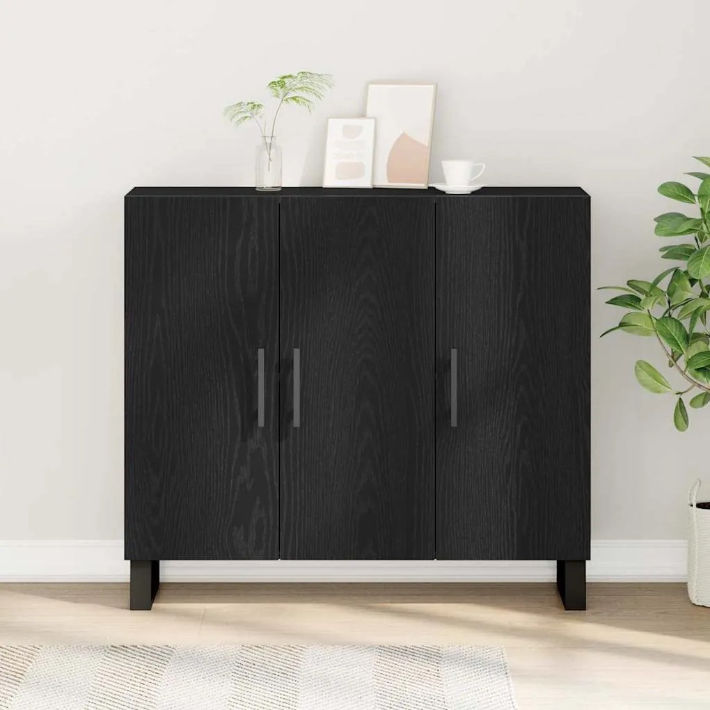 Sideboard vidaXL com 3 portas em Carvalho Preto 90x34x80 cm em Madeira