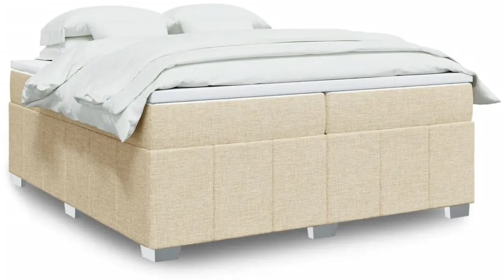 Cama com molas/colchão 200x200 cm tecido cor creme