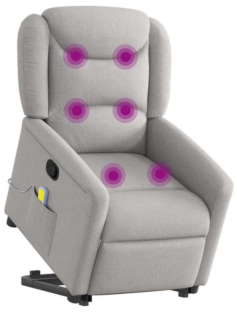 Poltrona elevatória de massagens tecido cinzento-nublado