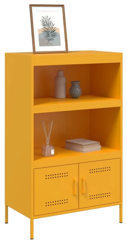 Aparador alto 68x39x113 cm aço amarelo mostarda