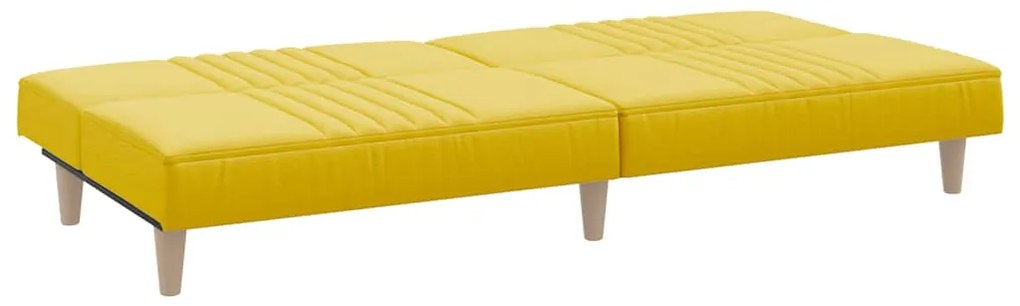 Sofá-cama tecido amarelo-claro